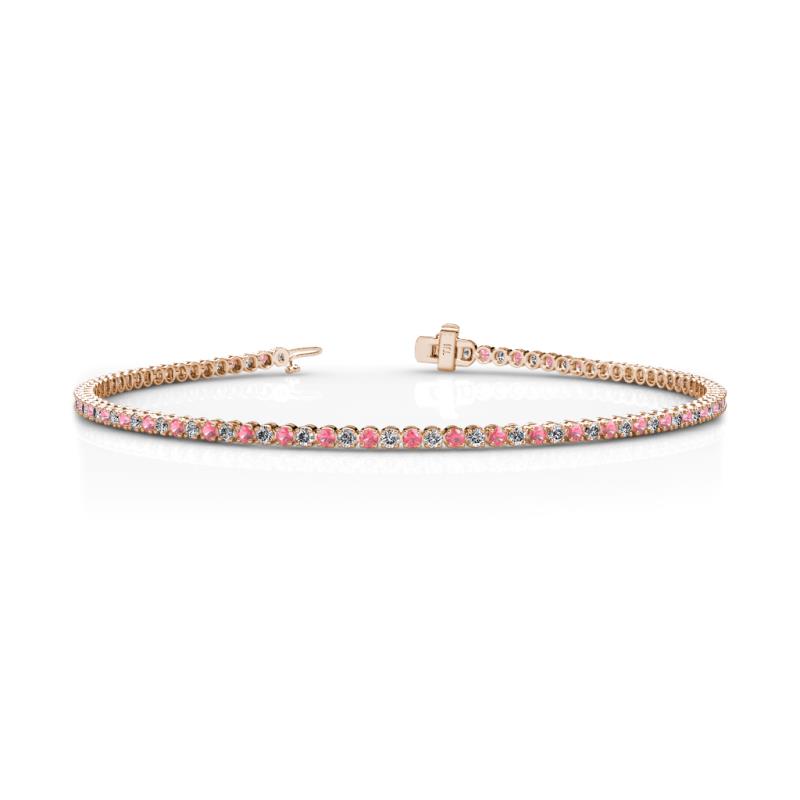 Izarra 2.00 mm Pink Tourmaline and Diamond Eternity Tennis Bracelet 