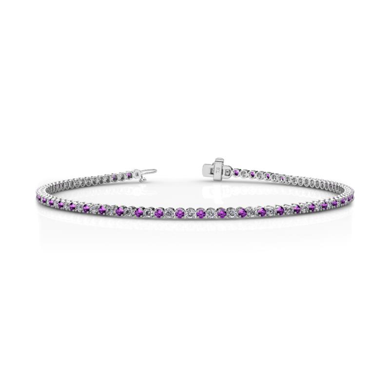 Izarra 2.00 mm Amethyst and Diamond Eternity Tennis Bracelet 