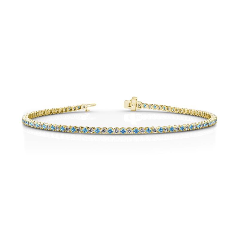 Izarra 2.00 mm Blue Topaz and Diamond Eternity Tennis Bracelet 