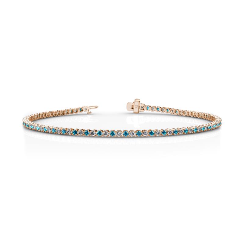 Izarra 2.00 mm London Blue Topaz and Diamond Eternity Tennis Bracelet 