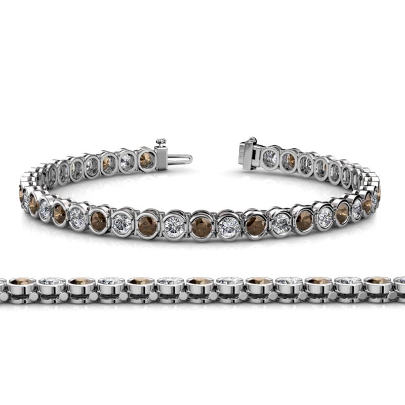 Tiara 3.80 mm Smoky Quartz and Diamond Eternity Tennis Bracelet 