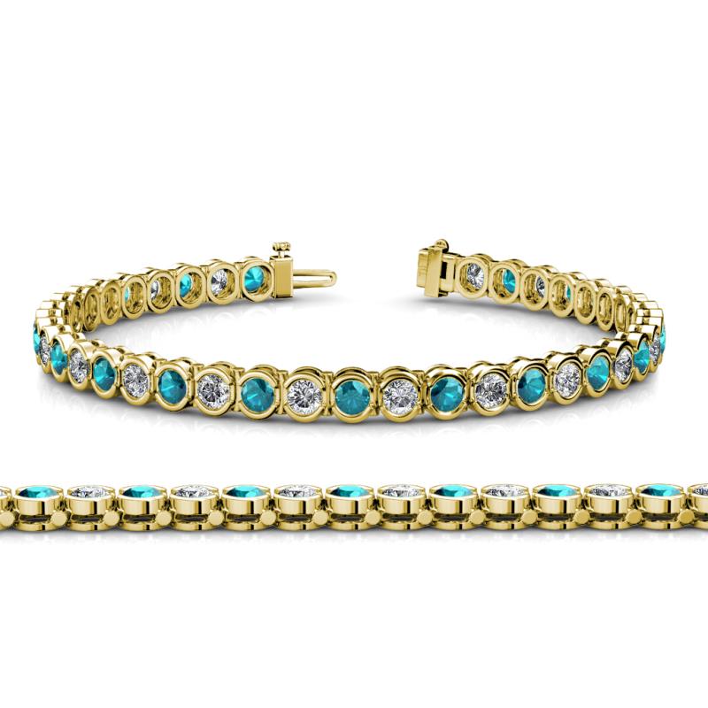 Tiara 3.80 mm London Blue Topaz and Diamond Eternity Tennis Bracelet 