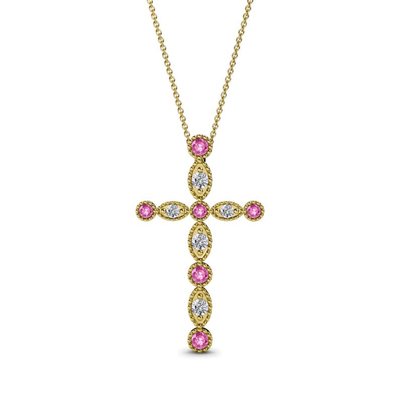 Abha Petite Pink Sapphire and Diamond Cross Pendant 