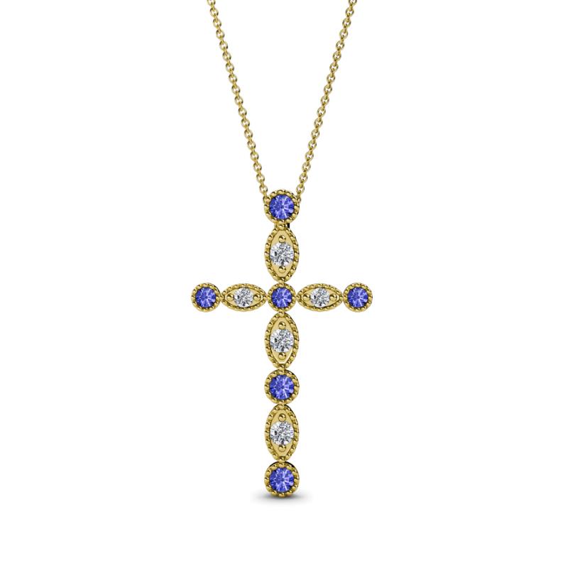Abha Petite Tanzanite and Diamond Cross Pendant 