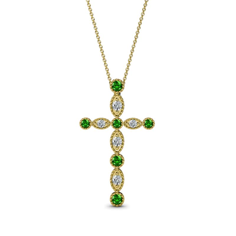 Abha Petite Green Garnet and Diamond Cross Pendant 