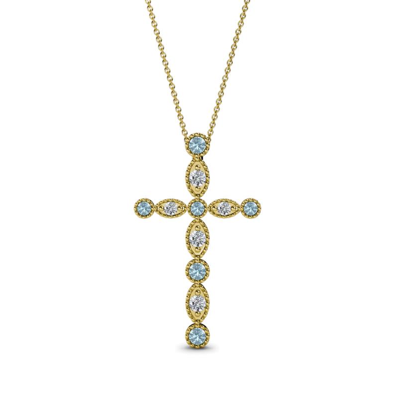 Abha Petite Aquamarine and Diamond Cross Pendant 