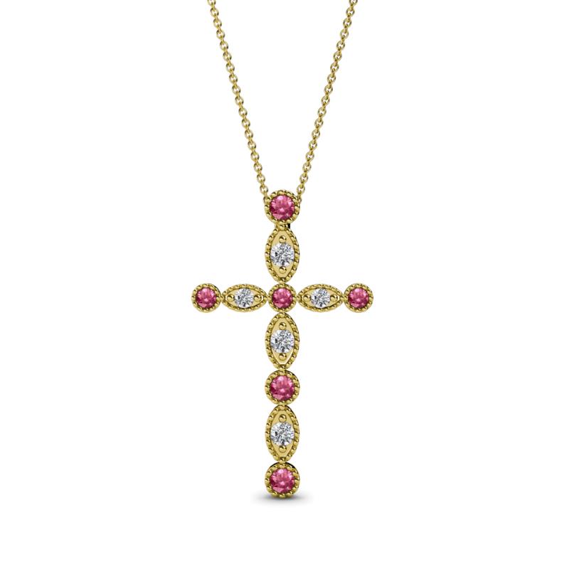 Abha Petite Pink Tourmaline and Diamond Cross Pendant 