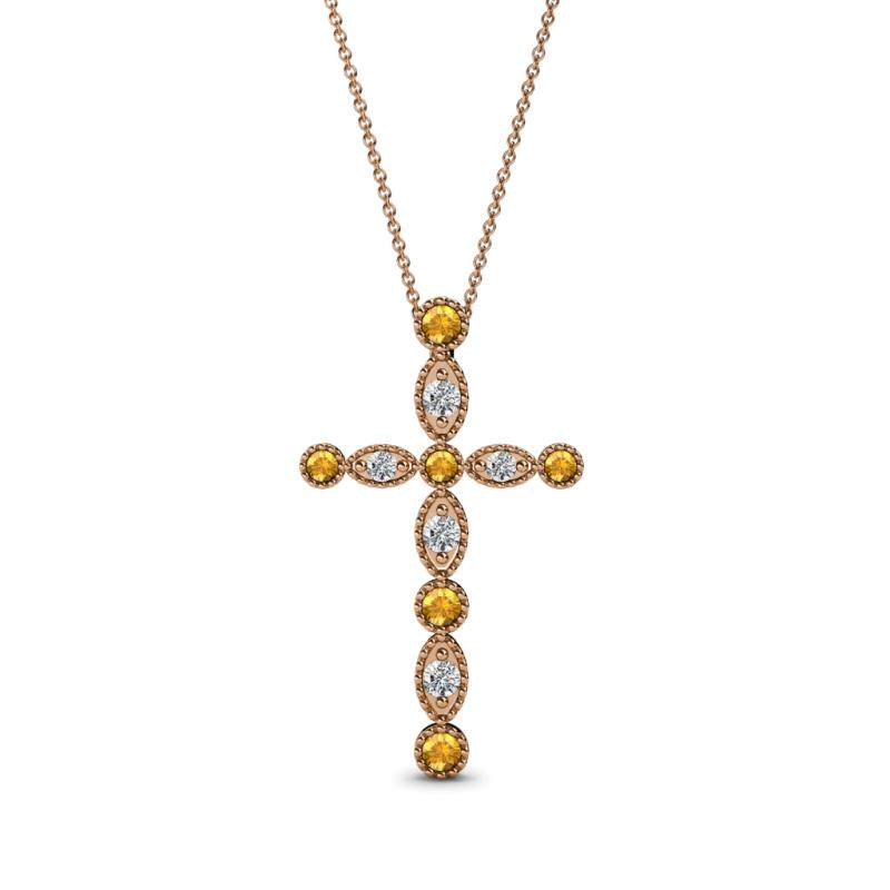 Abha Petite Citrine and Diamond Cross Pendant 
