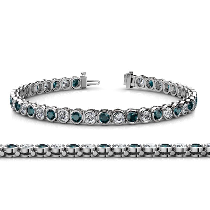 Tiara 3.10 mm London Blue Topaz and Diamond Eternity Tennis Bracelet 