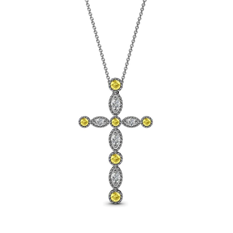 Abha Petite Yellow Sapphire and Diamond Cross Pendant 