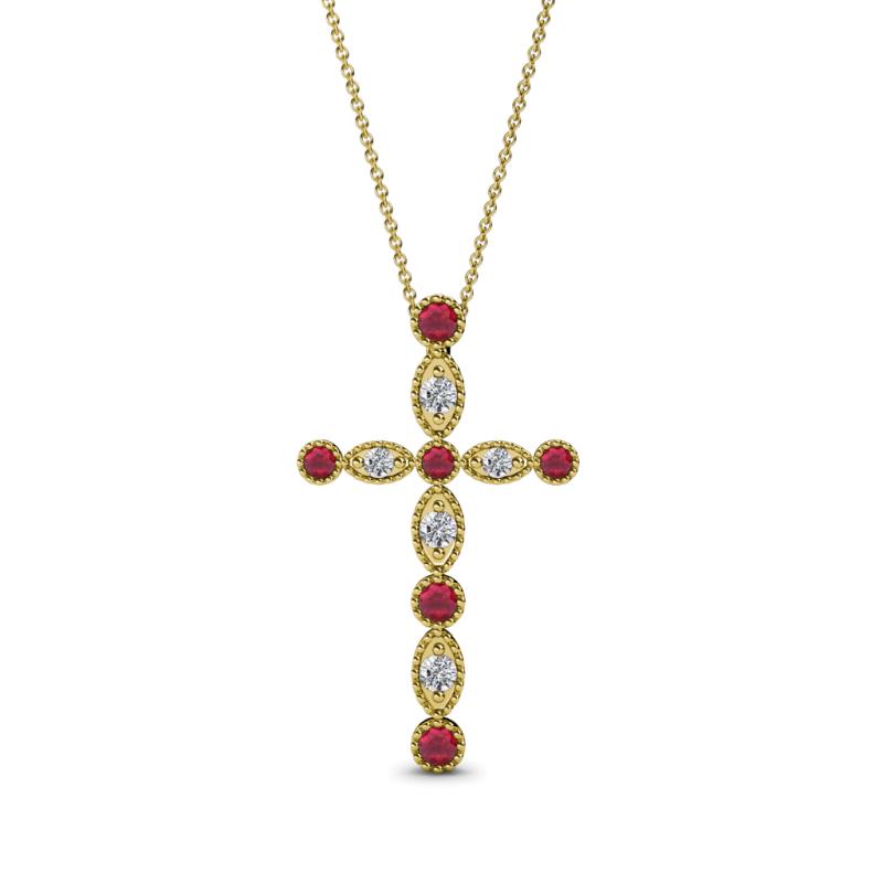 Abha Petite Ruby and Diamond Cross Pendant 