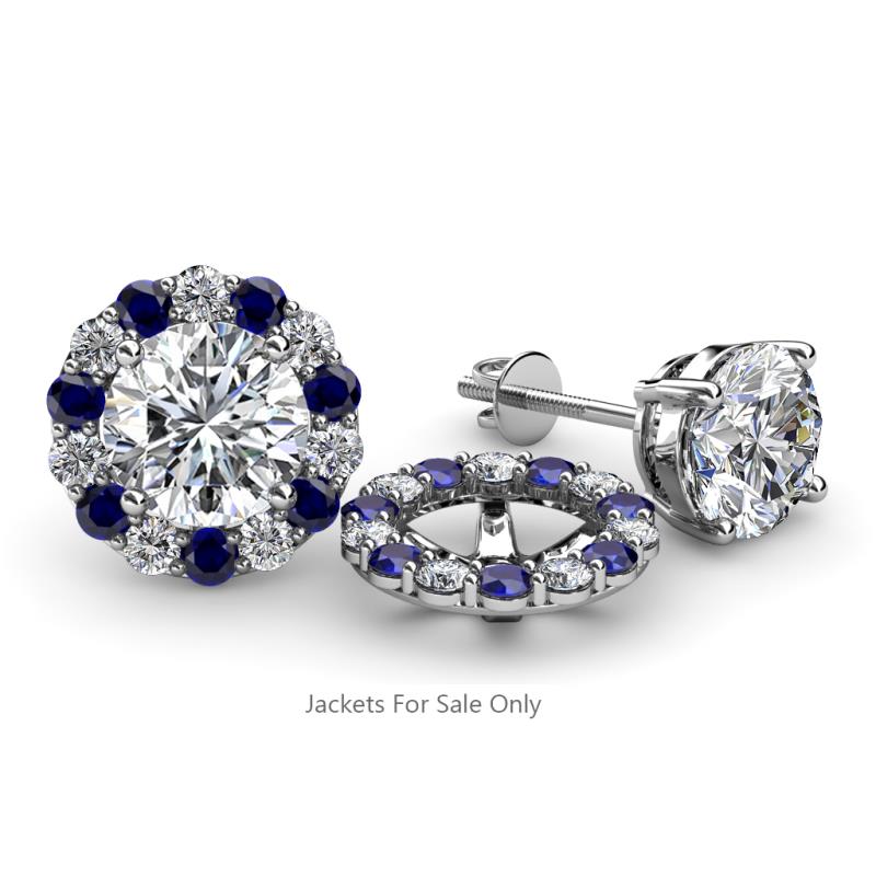 Serena 2.00 mm Round Blue Sapphire and Diamond Jacket Earrings 