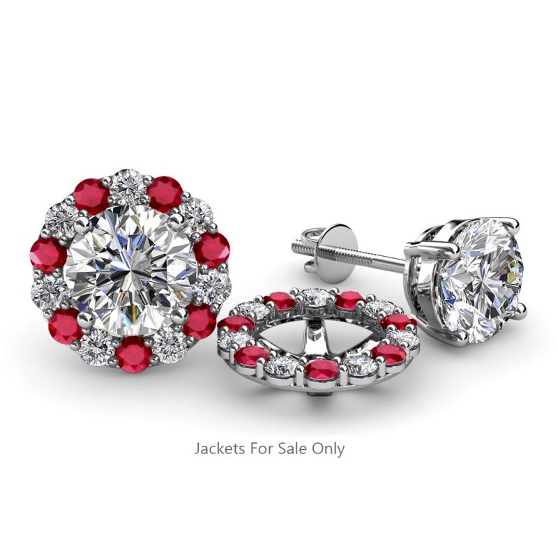 Serena 2.00 mm Round Ruby and Diamond Jacket Earrings 