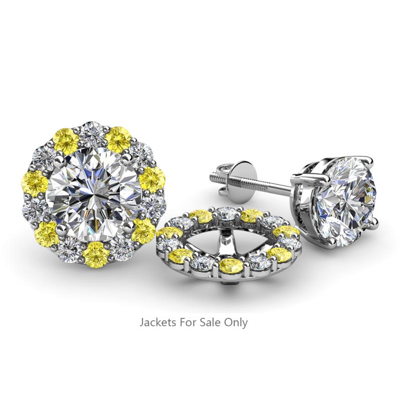 Serena 2.00 mm Round Yellow Sapphire and Diamond Jacket Earrings 