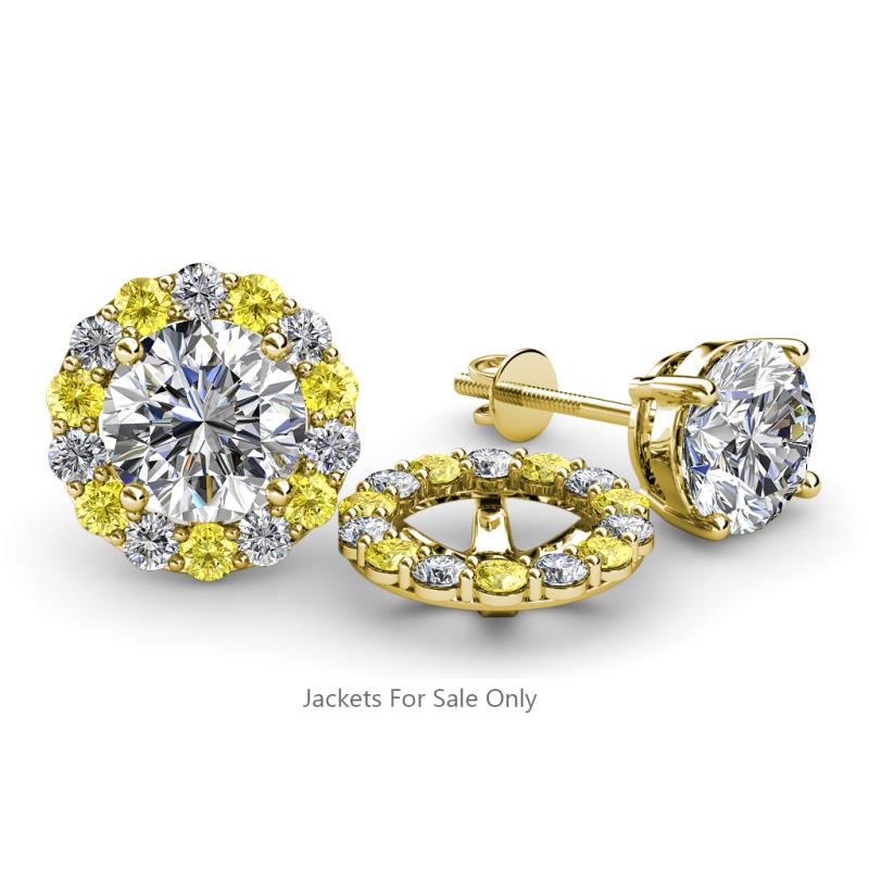 Serena 2.00 mm Round Yellow Sapphire and Diamond Jacket Earrings 