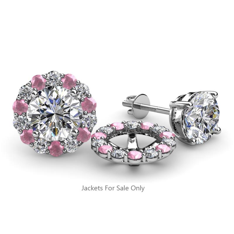 Serena 2.00 mm Round Pink Tourmaline and Diamond Jacket Earrings 