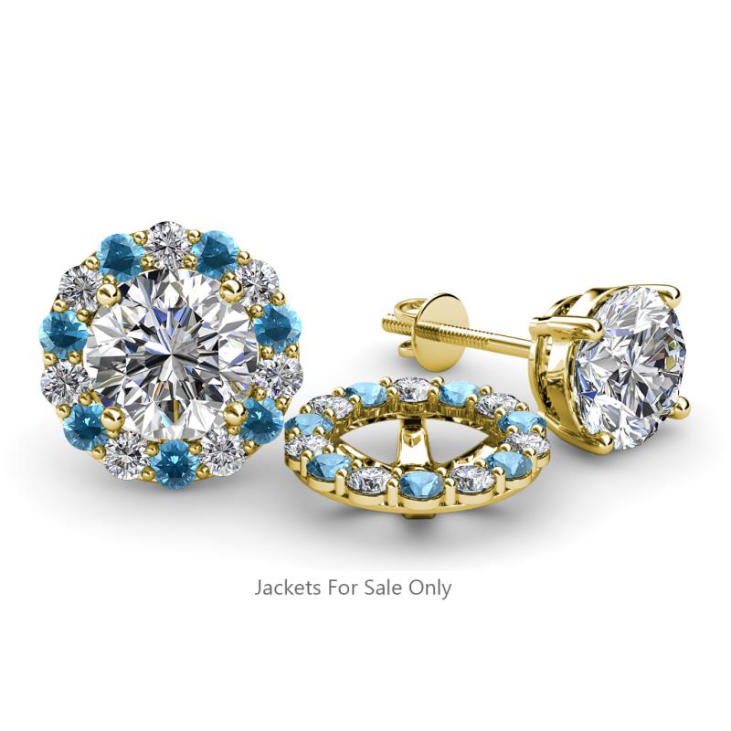 Serena 2.00 mm Round Blue Topaz and Diamond Jacket Earrings 