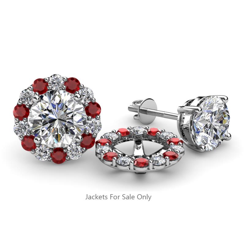 Serena 2.00 mm Round Red Garnet and Diamond Jacket Earrings 