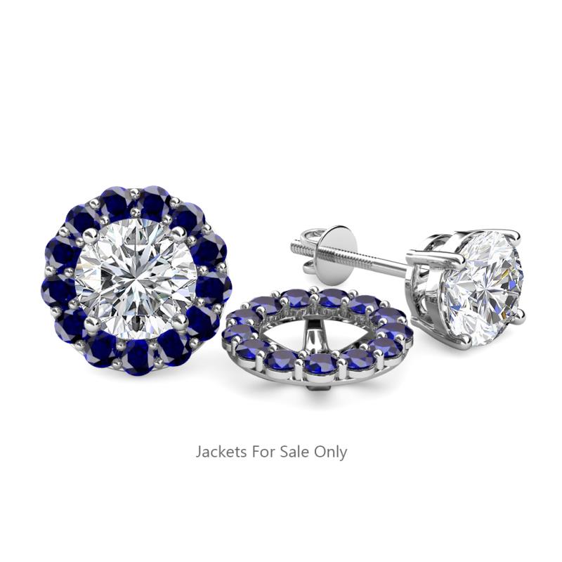 Serena 0.82 ctw (2.00 mm) Round Blue Sapphire Jackets Earrings 