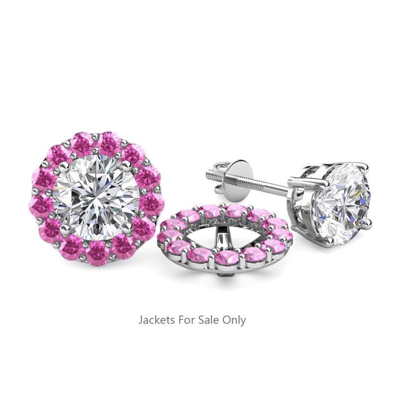 Serena 0.82 ctw (2.00 mm) Round Pink Sapphire Jackets Earrings 
