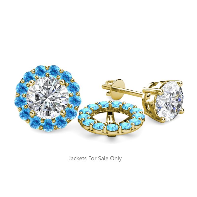 Serena 0.65 ctw (2.00 mm) Round Blue Topaz Jackets Earrings 