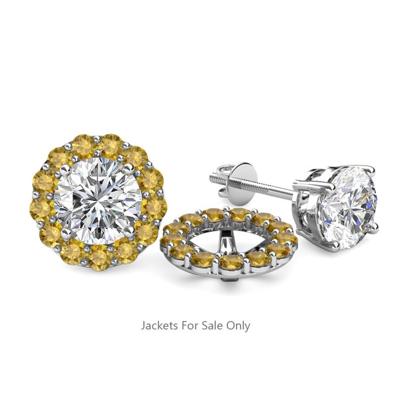 Serena 0.57 ctw (2.00 mm) Round Citrine Jackets Earrings 