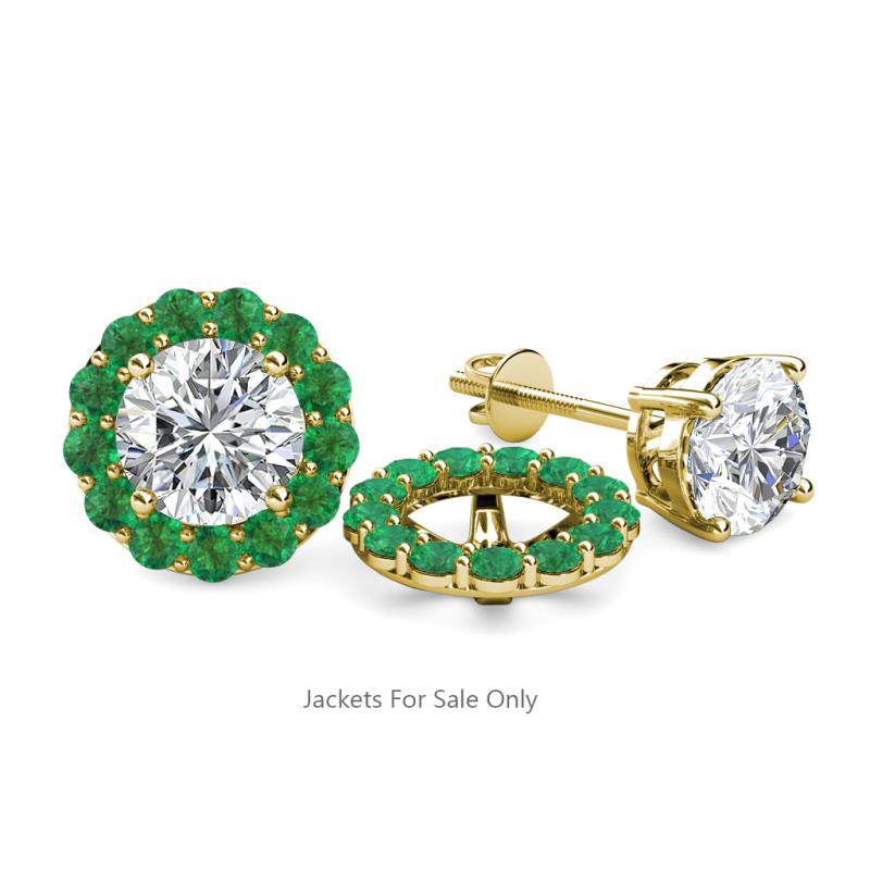 Serena 0.65 ctw (2.00 mm) Round Emerald Jackets Earrings 