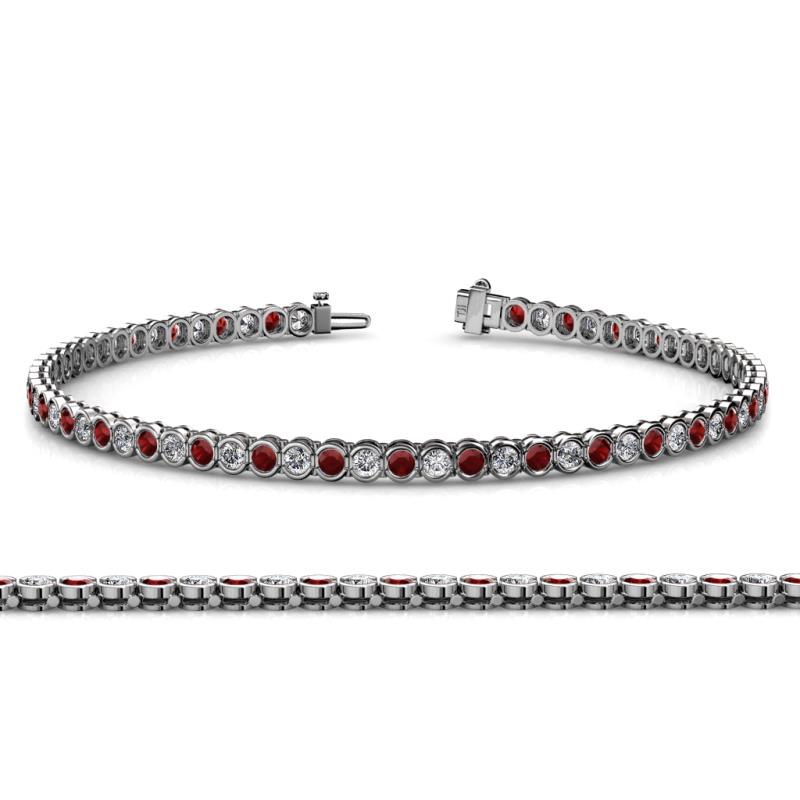 Tiara 2.60 mm Red Garnet and Diamond Eternity Tennis Bracelet 