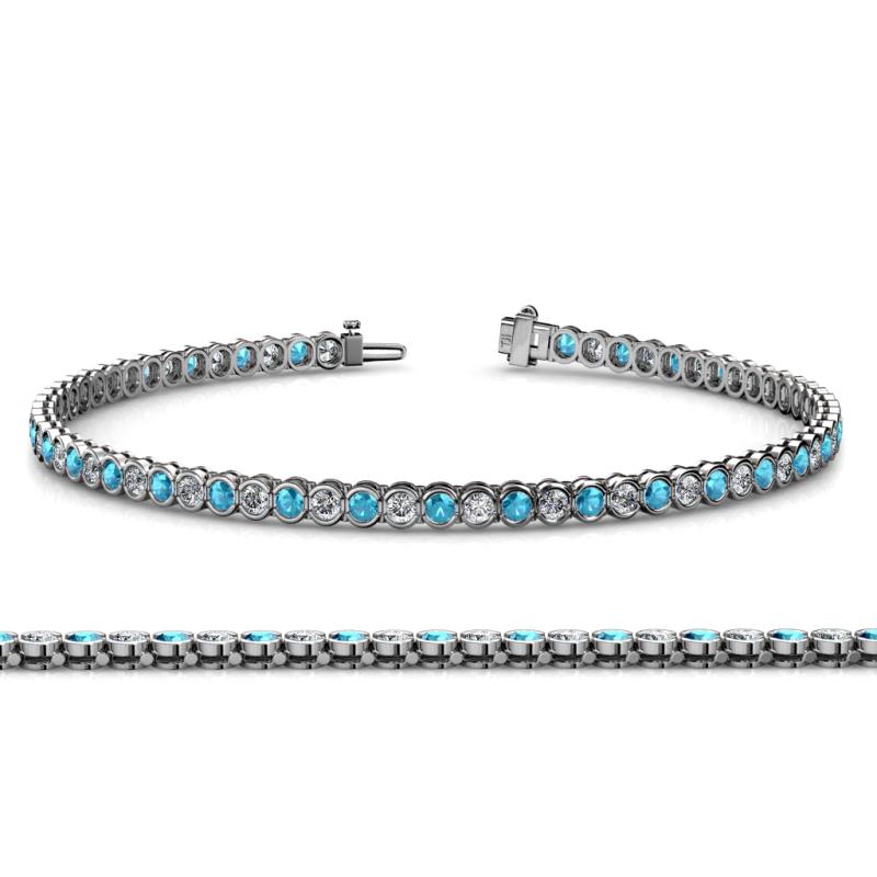 Tiara 2.60 mm London Blue Topaz and Diamond Eternity Tennis Bracelet 