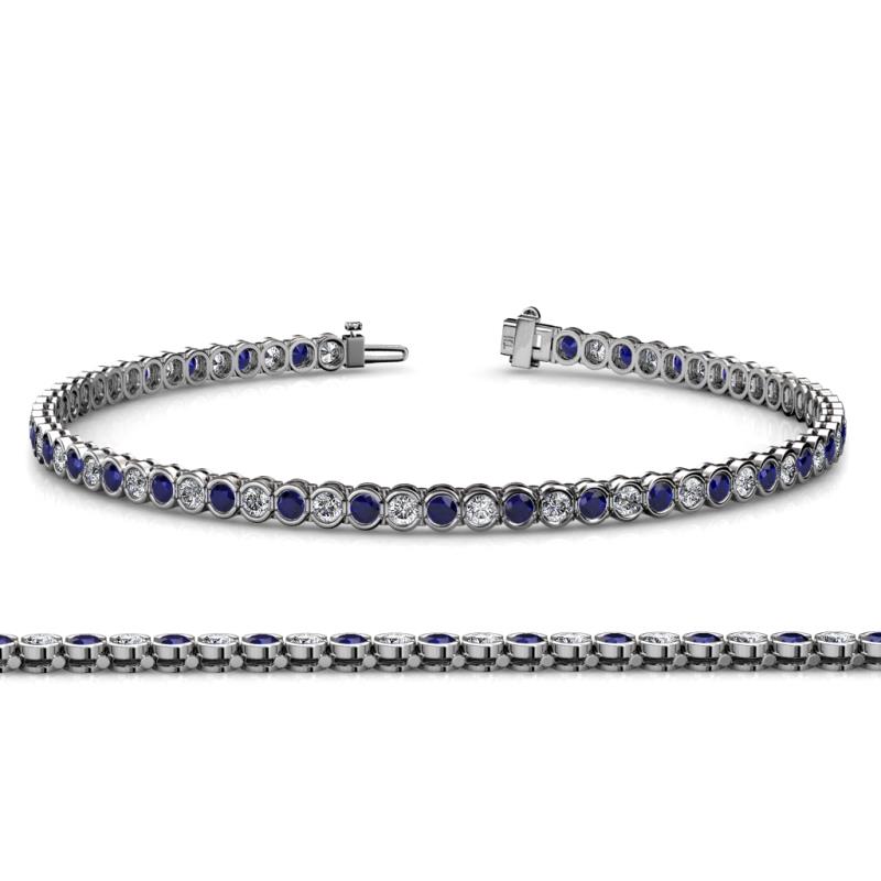 Tiara 2.60 mm Blue Sapphire and Lab Grown Diamond Eternity Tennis Bracelet 