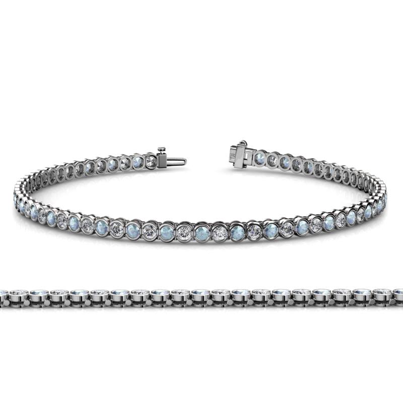 Tiara 2.60 mm Aquamarine and Lab Grown Diamond Eternity Tennis Bracelet 