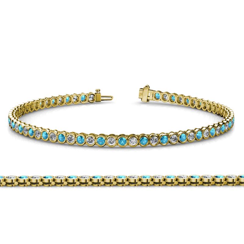 Tiara 2.60 mm London Blue Topaz and Lab Grown Diamond Eternity Tennis Bracelet 