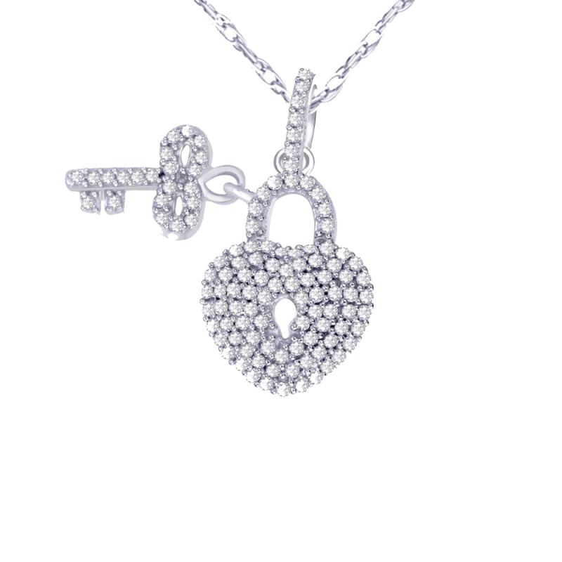 0.25 Carat Pave Diamond Key Pendant Necklace