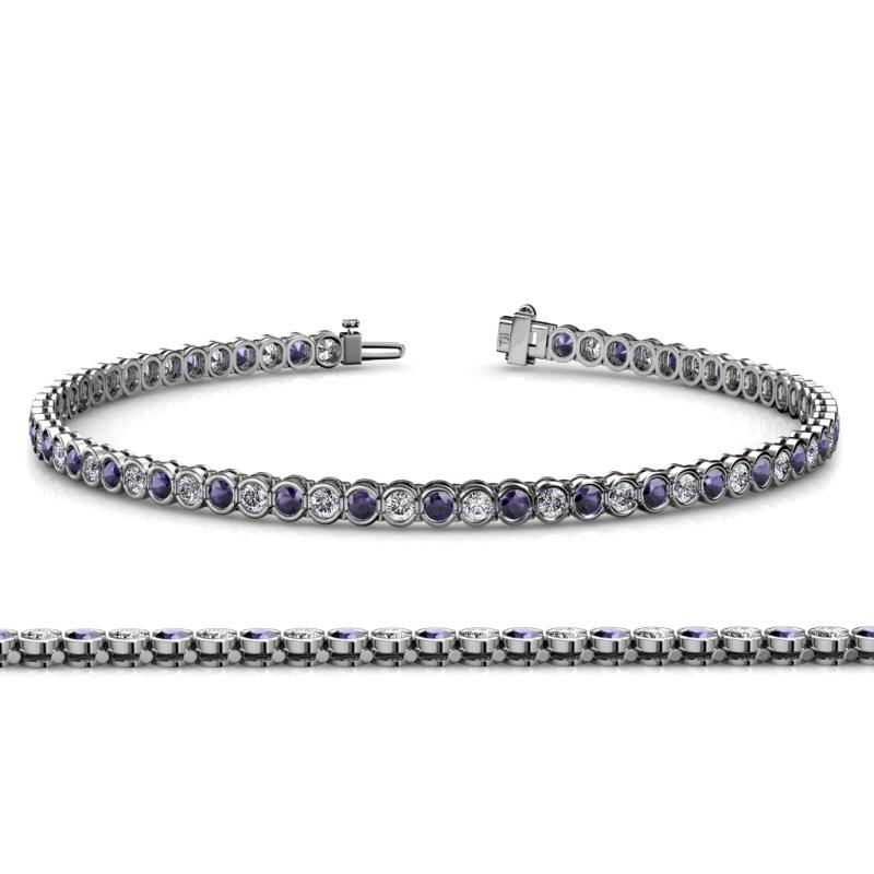 Tiara 2.00 mm Iolite and Diamond Eternity Tennis Bracelet 