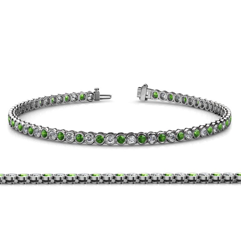 Tiara 2.00 mm Green Garnet and Lab Grown Diamond Eternity Tennis Bracelet 