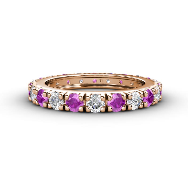 Gracie 3.00 mm Round Amethyst and Diamond Eternity Band 