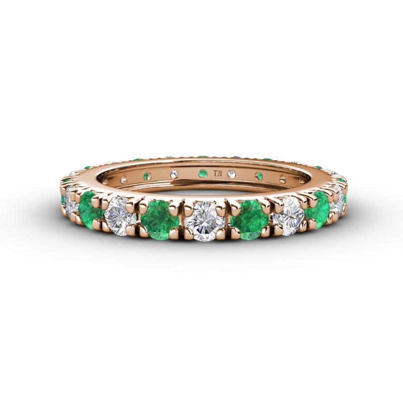 Gracie 3.00 mm Round Emerald and Lab Grown Diamond Eternity Band 