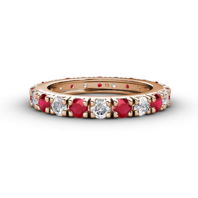 Gracie 3.00 mm Round Ruby and Lab Grown Diamond Eternity Band 