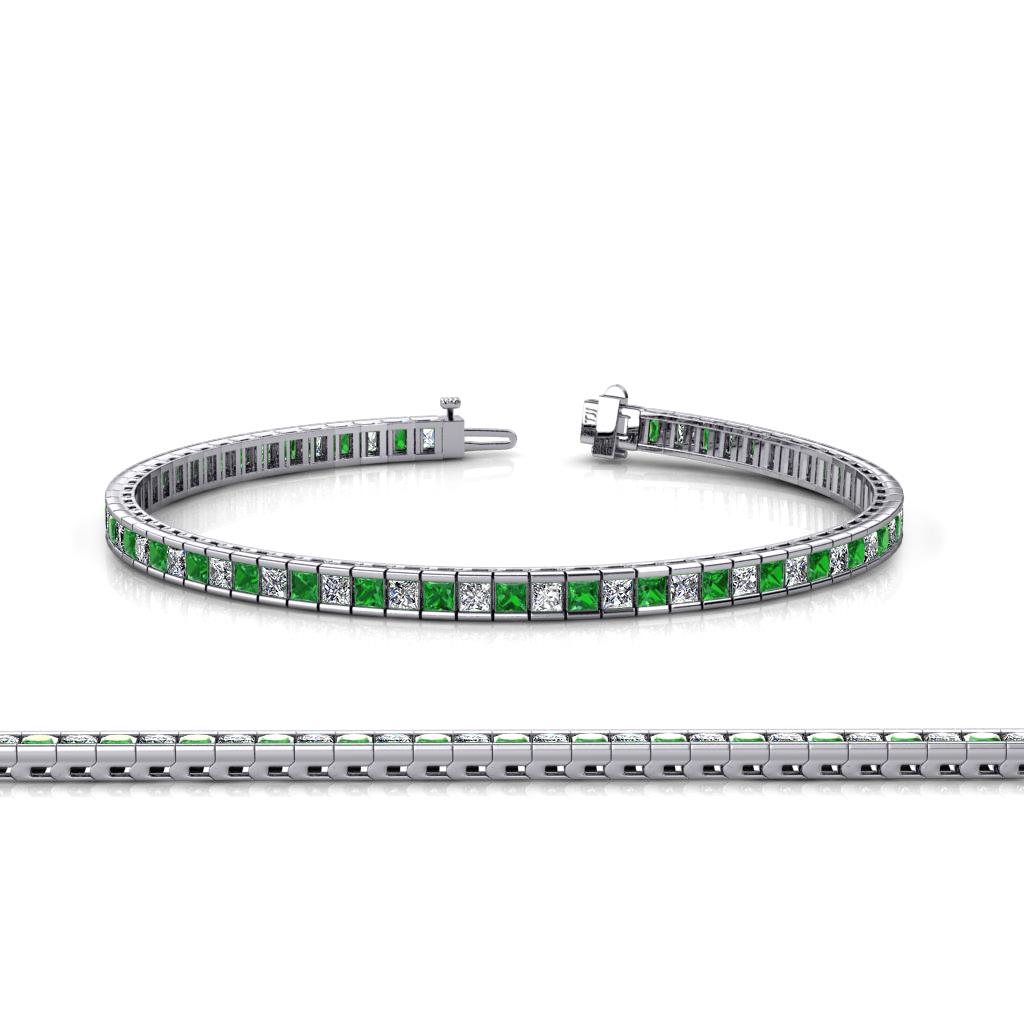 Zahra Princess Cut 2.00 mm Green Garnet and Diamond Eternity Tennis Bracelet 