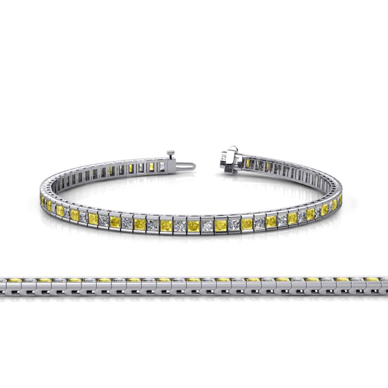 Zahra Princess Cut 2.00 mm Yellow Sapphire and Diamond Eternity Tennis Bracelet 