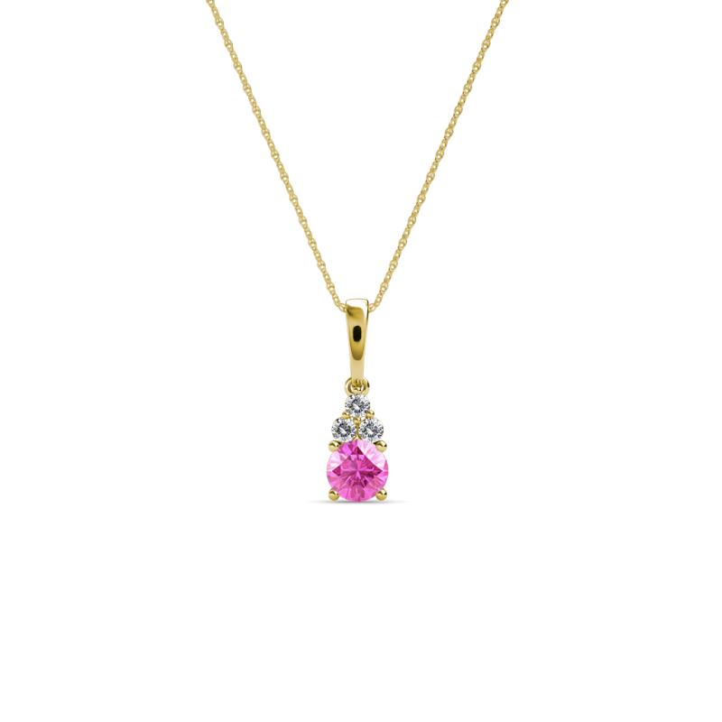 Ofra Round Pink Sapphire and Diamond Pendant 