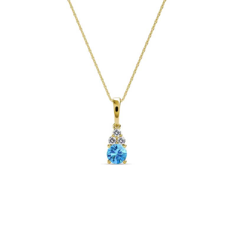 Ofra Round Blue Topaz and Diamond Pendant 