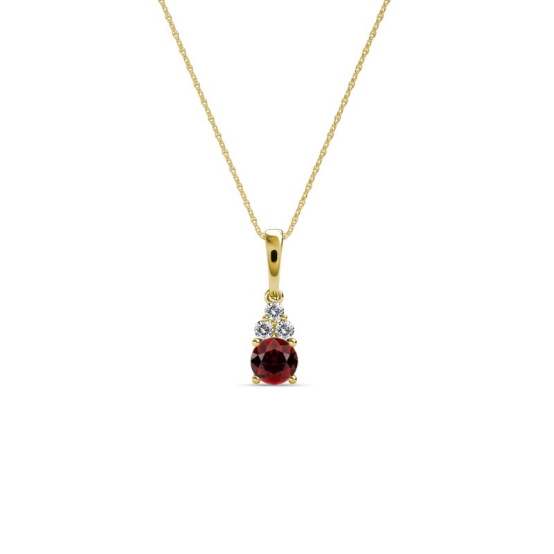 Ofra Round Red Garnet and Diamond Pendant 