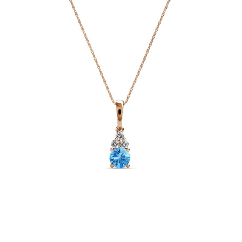 Ofra Round Blue Topaz and Diamond Pendant 