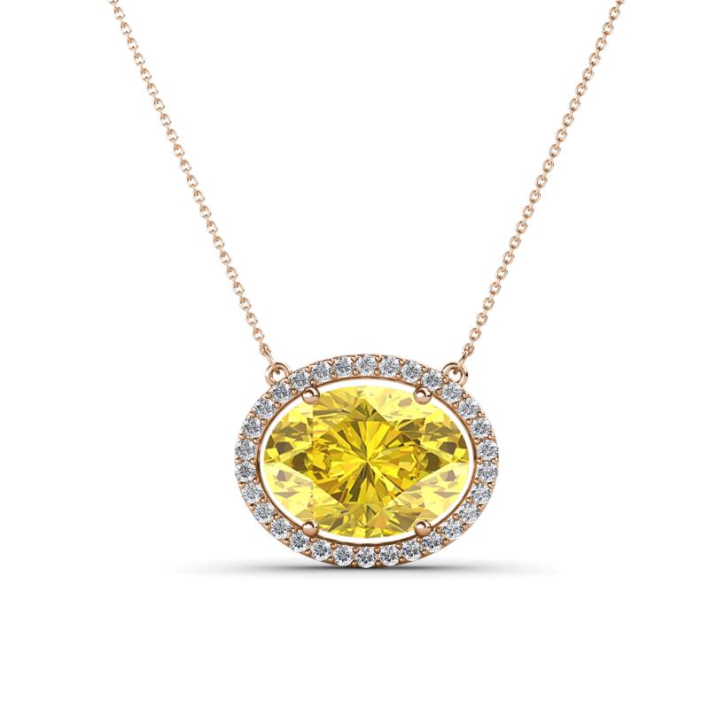 East West Diamond Halo Necklace