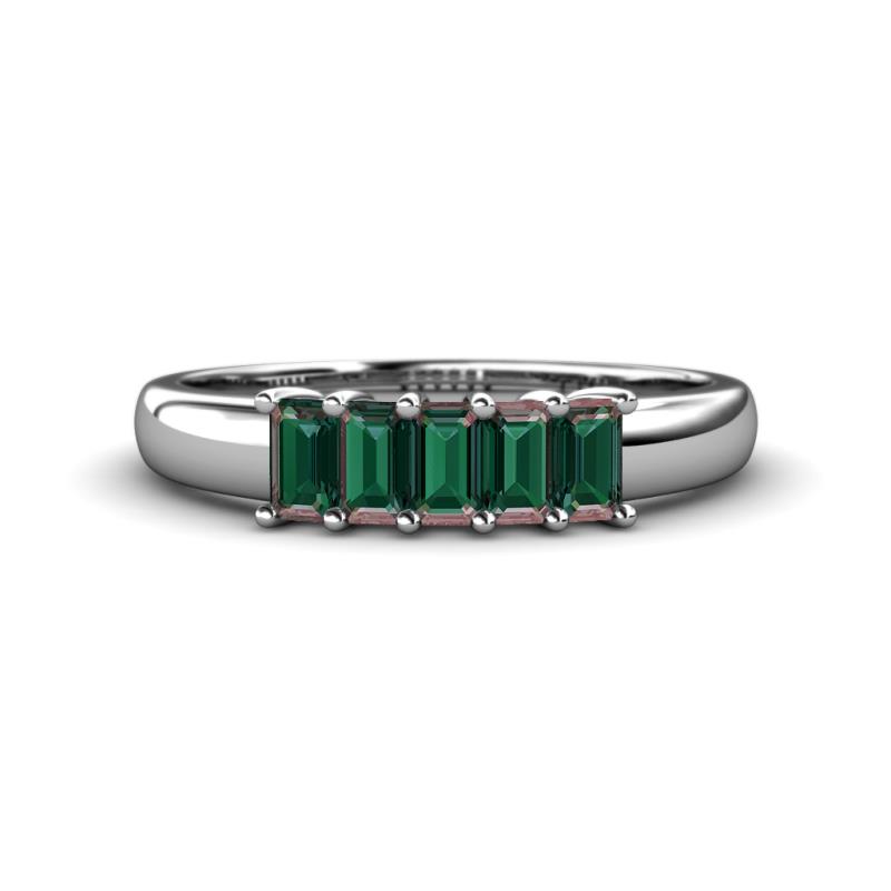 Melina 5x3 mm Emerald Cut Lab Created Alexandrite 5 Stone Thick Shank Wedding Band 