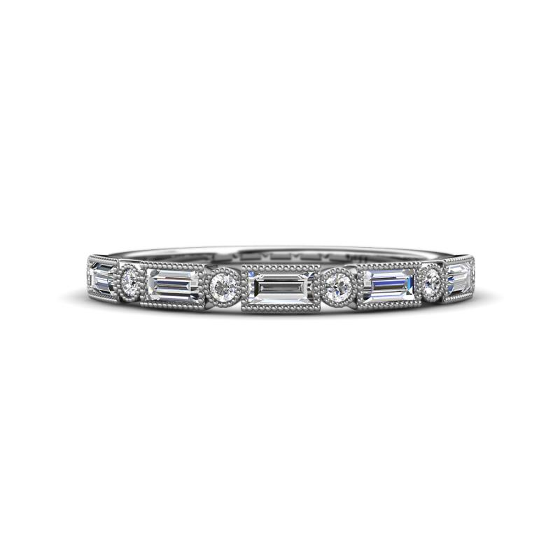 kelli Baguette and Round Diamond Milgrain Wedding Band 