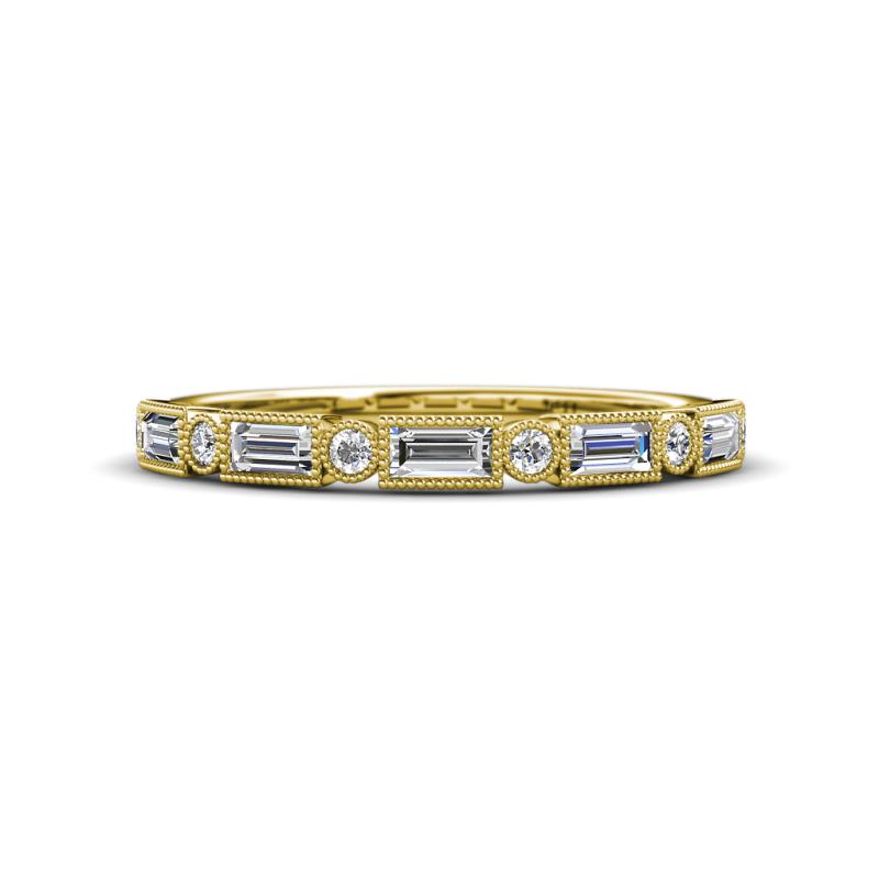 kelli Baguette and Round Diamond Milgrain Wedding Band 