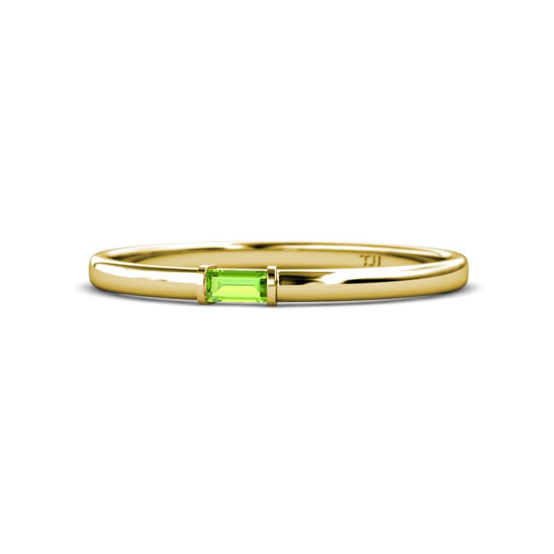 Riley Bold 4x2 mm Baguette Peridot Minimalist Solitaire Promise Ring 