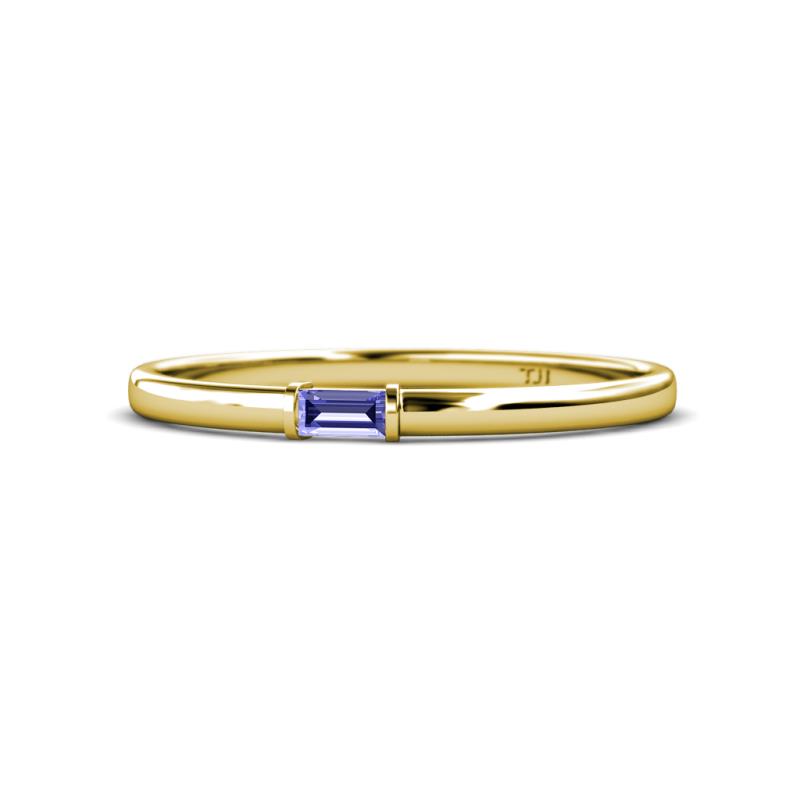 Riley Bold 4x2 mm Baguette Tanzanite Minimalist Solitaire Promise Ring 